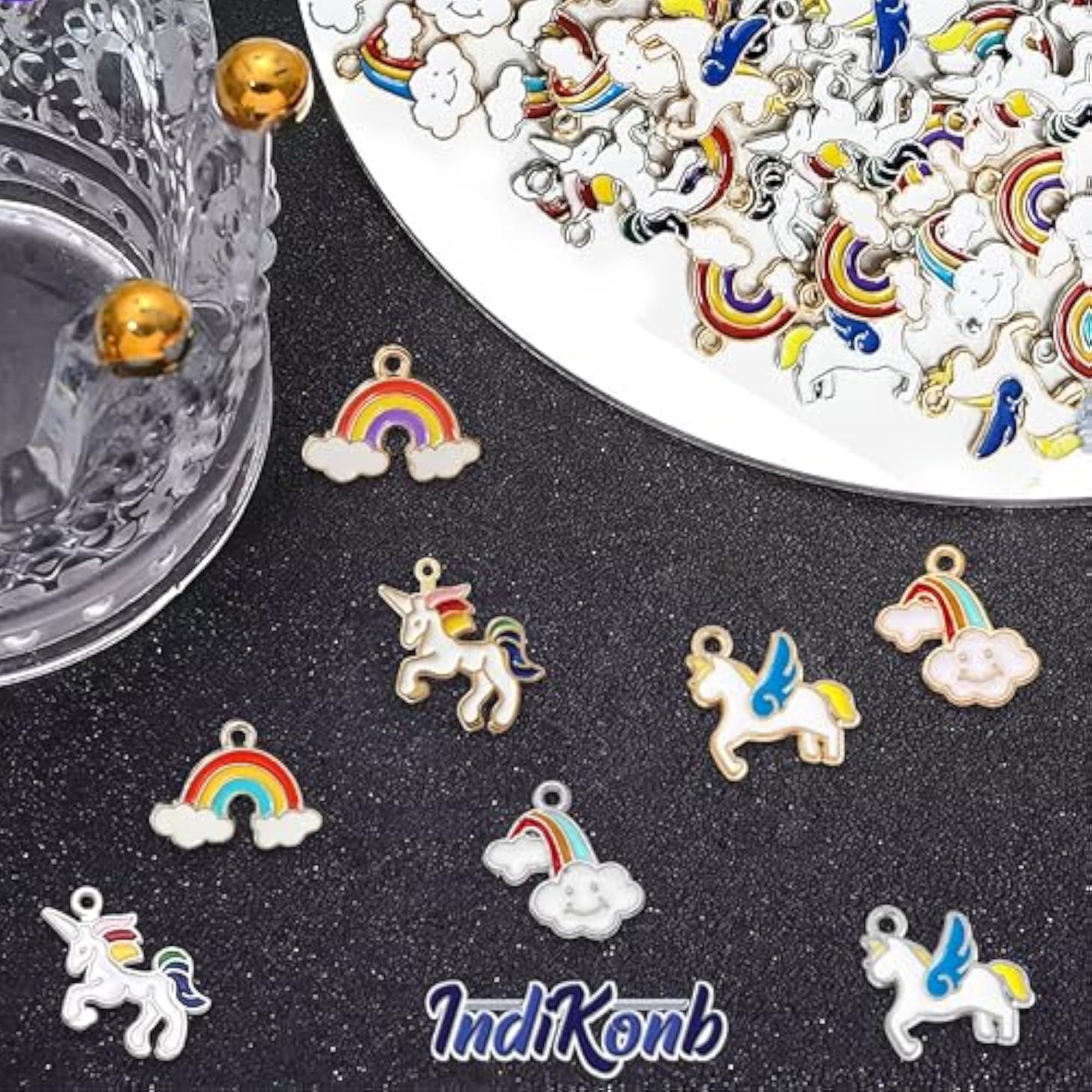 Unicorn & Rainbow Charms Set for Bracelet & Jewelry Making, 40 Pieces