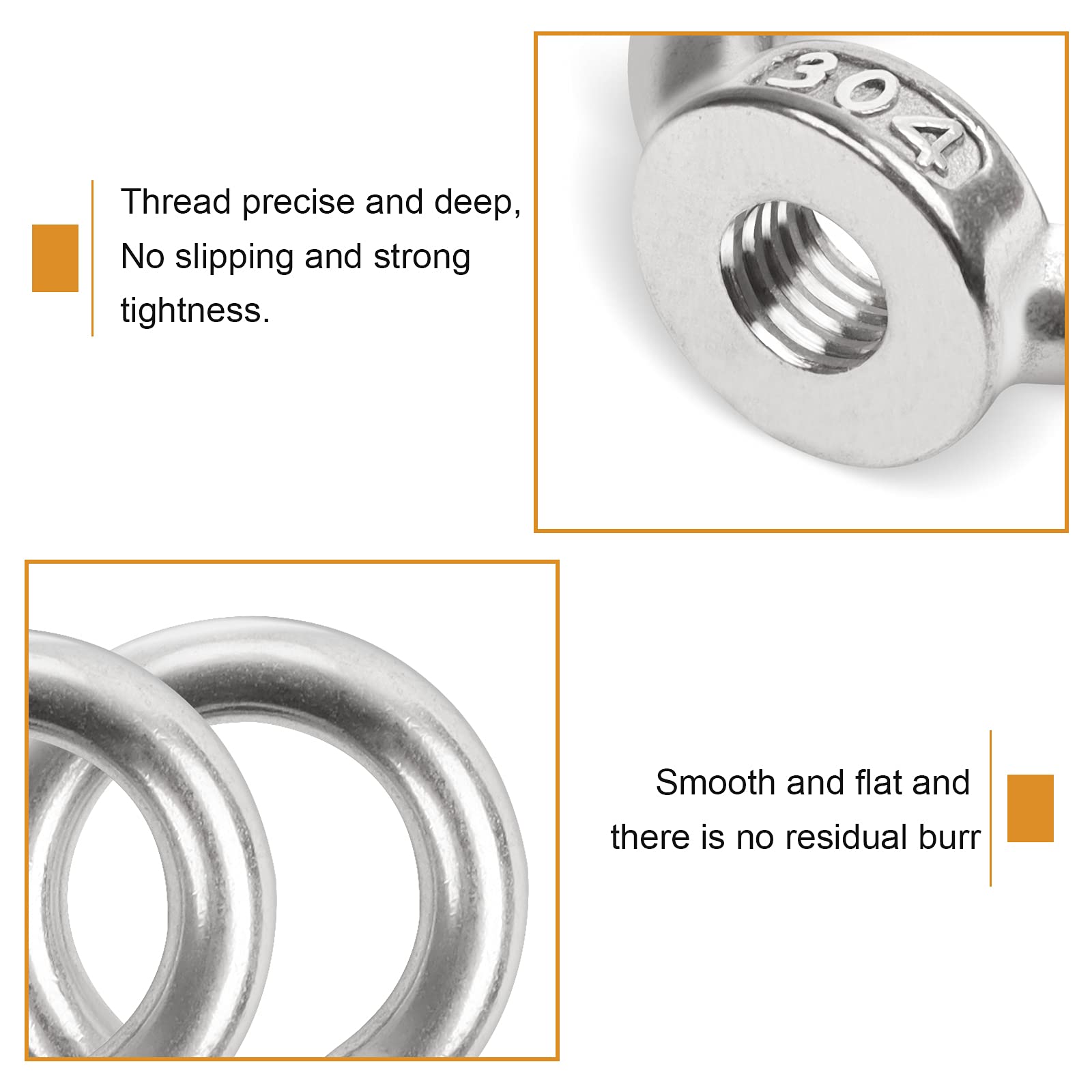 10 stuks ringmoeren met vierkante schroeven, M6 roestvrij staal, ringmoerset met bevestigingsmiddel, 304 roestvrij stalen ringmoer M6, oogschroeven, ringschroef met schroefdraad, voor hefaccessoires