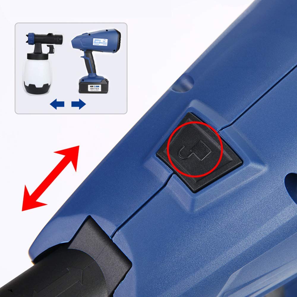Rociador de Pintura eléctrico inalámbrico, rociador de Pintura portátil de Litio de 18 V, Pistola rociadora de Mano, Capacidad de 1000 ml, máximo 1200 ml/min