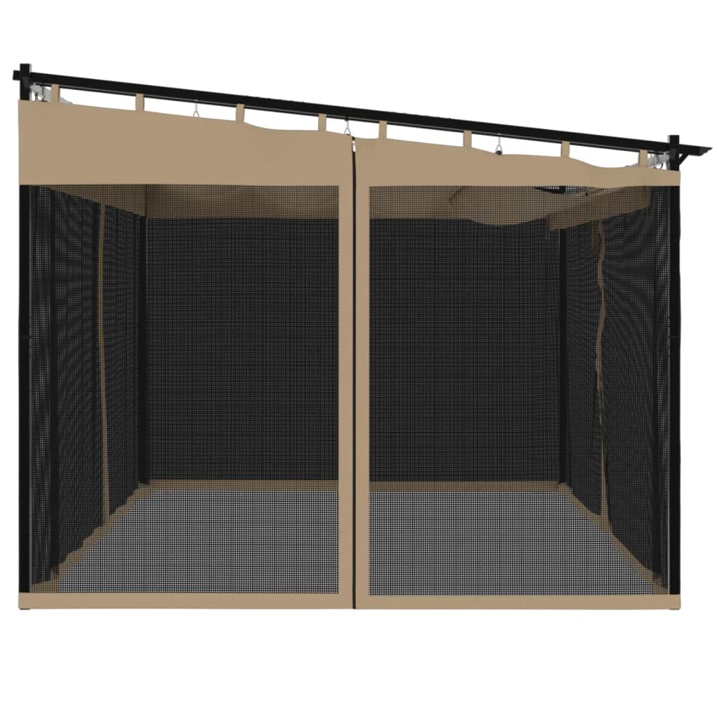 vidaXL Gazebo con Pareti in Rete Tortora 4x3 m in Acciaio