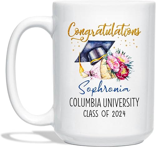 Miniatura 1 de Taza de té blanca personalizada de felicitación para hermana, hermano, amigos, taza de café de graduación de 11 onzas y 15 onzas, taza de cerámica
