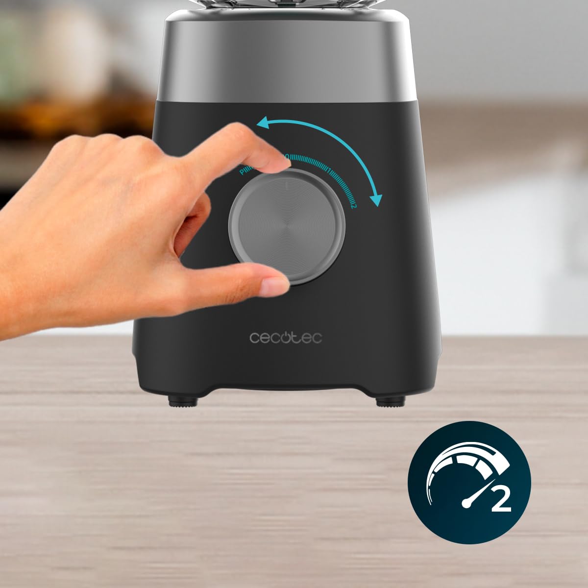 Cecotec Blender Power Black Titanium 1300MAX B. Puissance maximale de 1300 W, 20000 RPM, Lames en titane à 4 feuilles, Carafe de 1,5 L, 2 vitesses, Fonction Pulse, Broie la glace facilement, Noir
