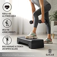 Vista 5 de Juego de Step Aeróbico con Mancuernas y Cinta Métrica, Altura Ajustable con Elevadores de 2 Niveles, Plataforma de Step para Ejercicios