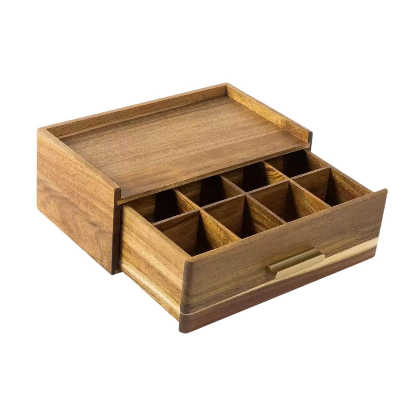 Organiseur de Sachets de Thé en Bois, Boîte de Rangement pour Sachets de Thé, Tiroir Boîte de Rangement, Boite de Rangement Cuisine, Support de Sachets de Thé, pour Sachets de Thé, Café, Infusion