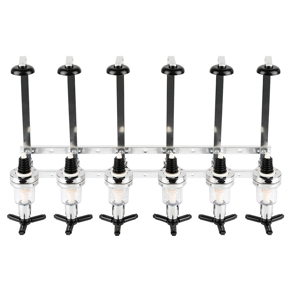 RELOVE - Portabotellas de pared, dispensador de botellas, dosificador, aluminio, 6 botellas, barra, dispensador de bebidas, botellas, dispensador de bebidas alcohólicas para fiesta bar