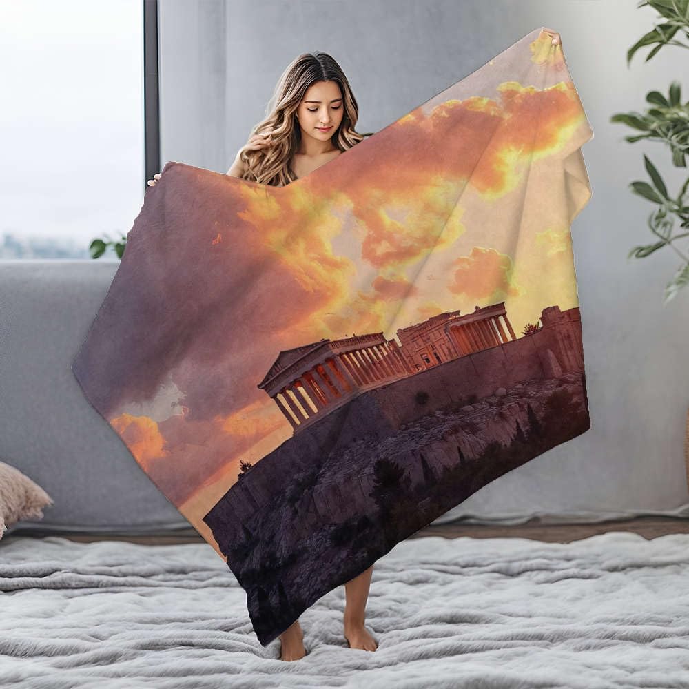 Couverture en flanelle 150x200 cm lit avec imprimé Athènes