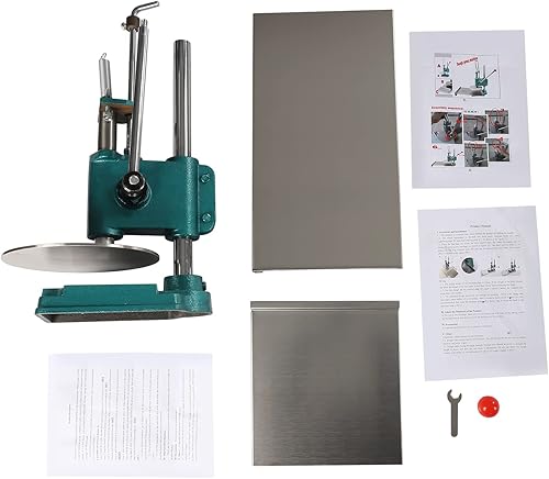 Miniatura 7 de Máquina manual de prensa de masa de pizza, máquina de prensa de pastelería de pizza de 9.5 pulgadas, prensa de pizza de acero inoxidable, diseño de