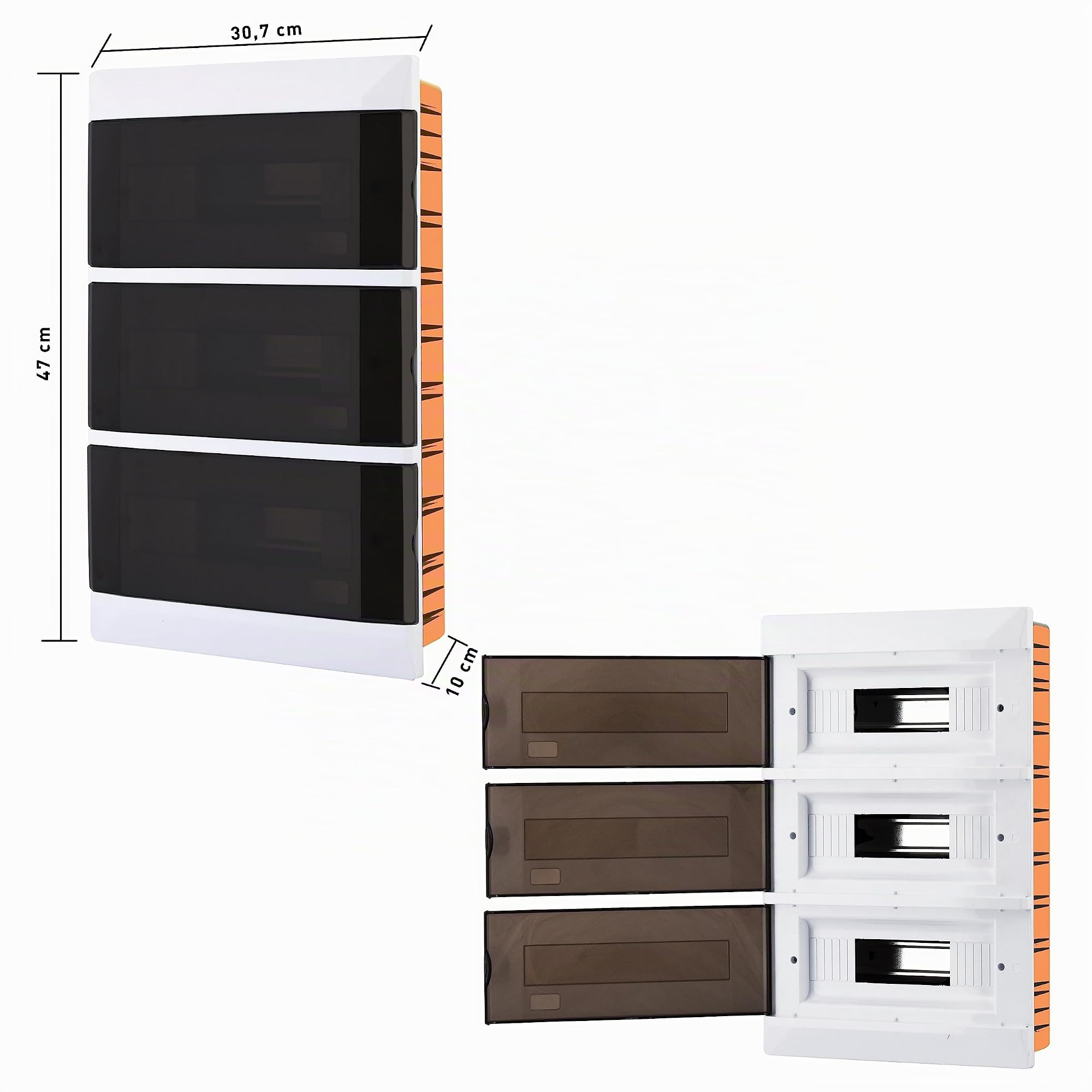 Lion Electric Scatola di distribuzione a incasso, 3 file, 36 moduli, IP40, scatola dei fusibili con porta trasparente, piccolo distributore per montaggio a incasso