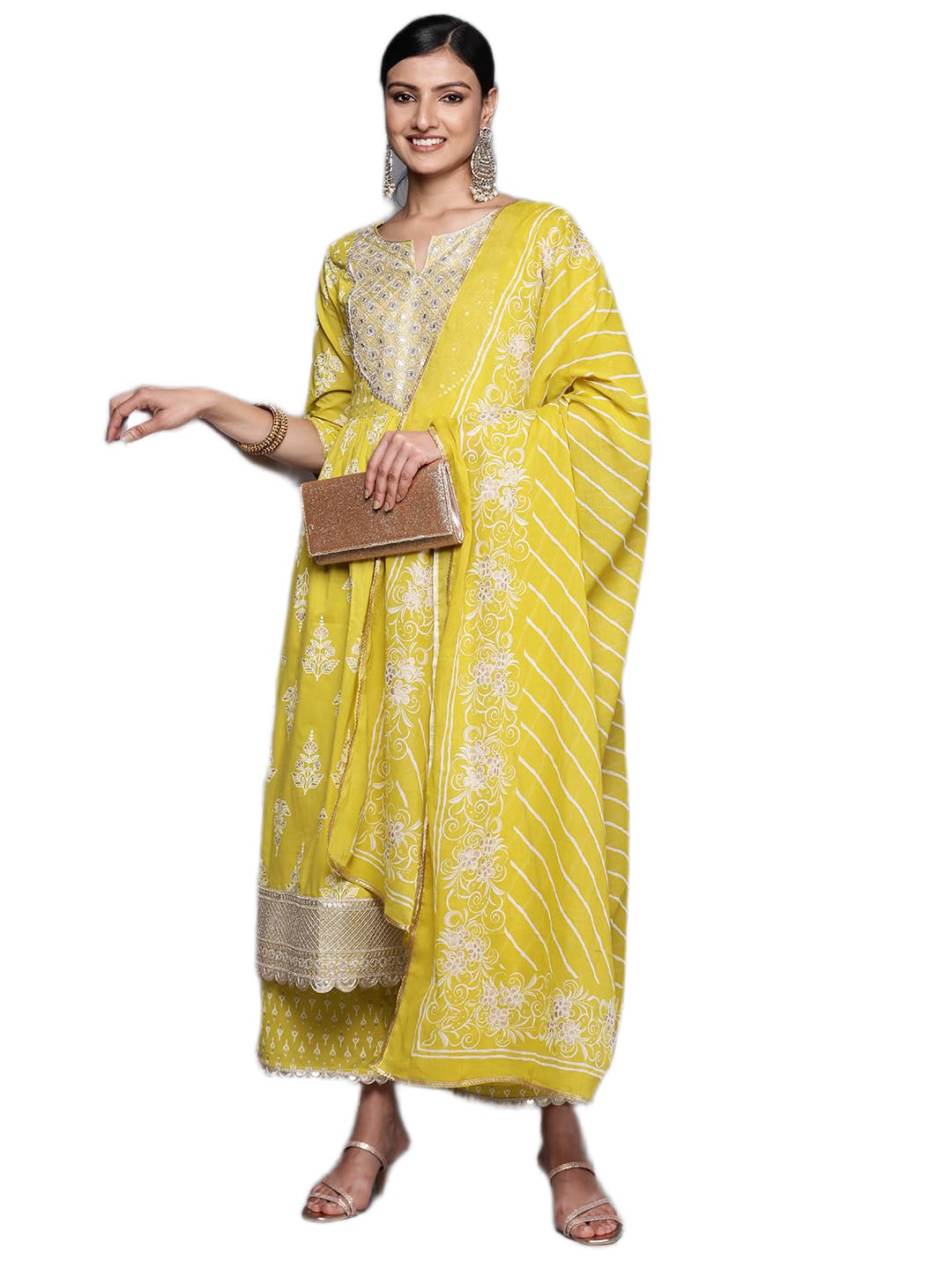 libas Yoke Design Cotton A-Line Kurta with Palazzos and Dupatta-picture-19