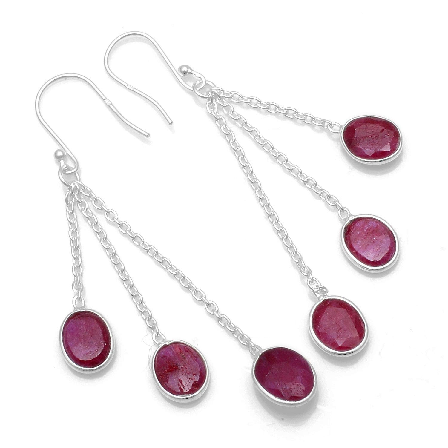 Silver Palace925 Sterling Silver Natural Gemstone Drop Dangle Earrings for Women