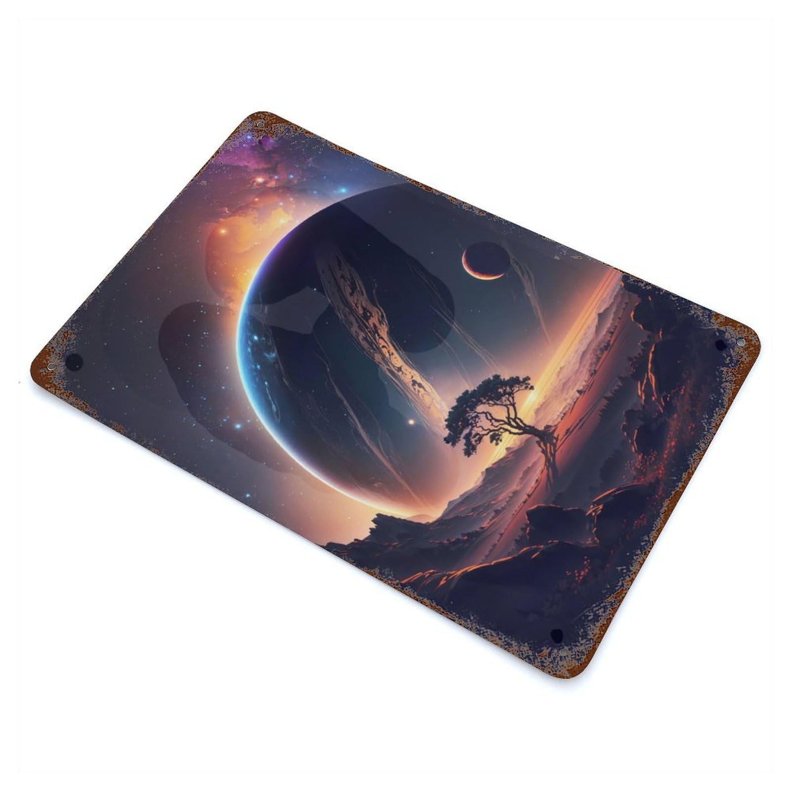 Jupiter Stellar Horizon Rusty Metal Tin Sign 11.8"x7.9", for Shed, Workshop And Garage Wall Decor, Shabby Chic Decor