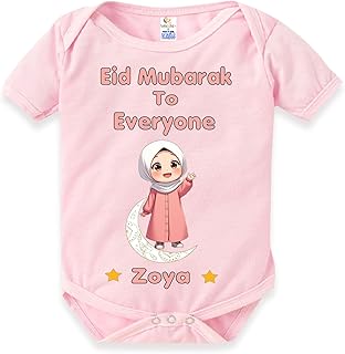 baby wish Eid Customizable Romper For Unisex Babies Customized Your Baby Name With Eid Graphic Print - Eid Mubarak To Ever...