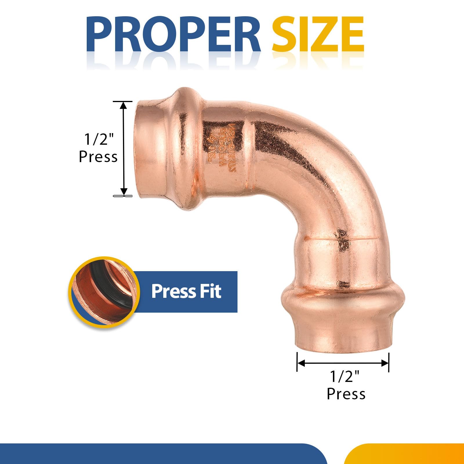 Paquete de 30 Codos de presión de Cobre GUOFIS, Codo de presión de 90 Grados de 1/2 Pulgada P x P para tuberías de Agua.