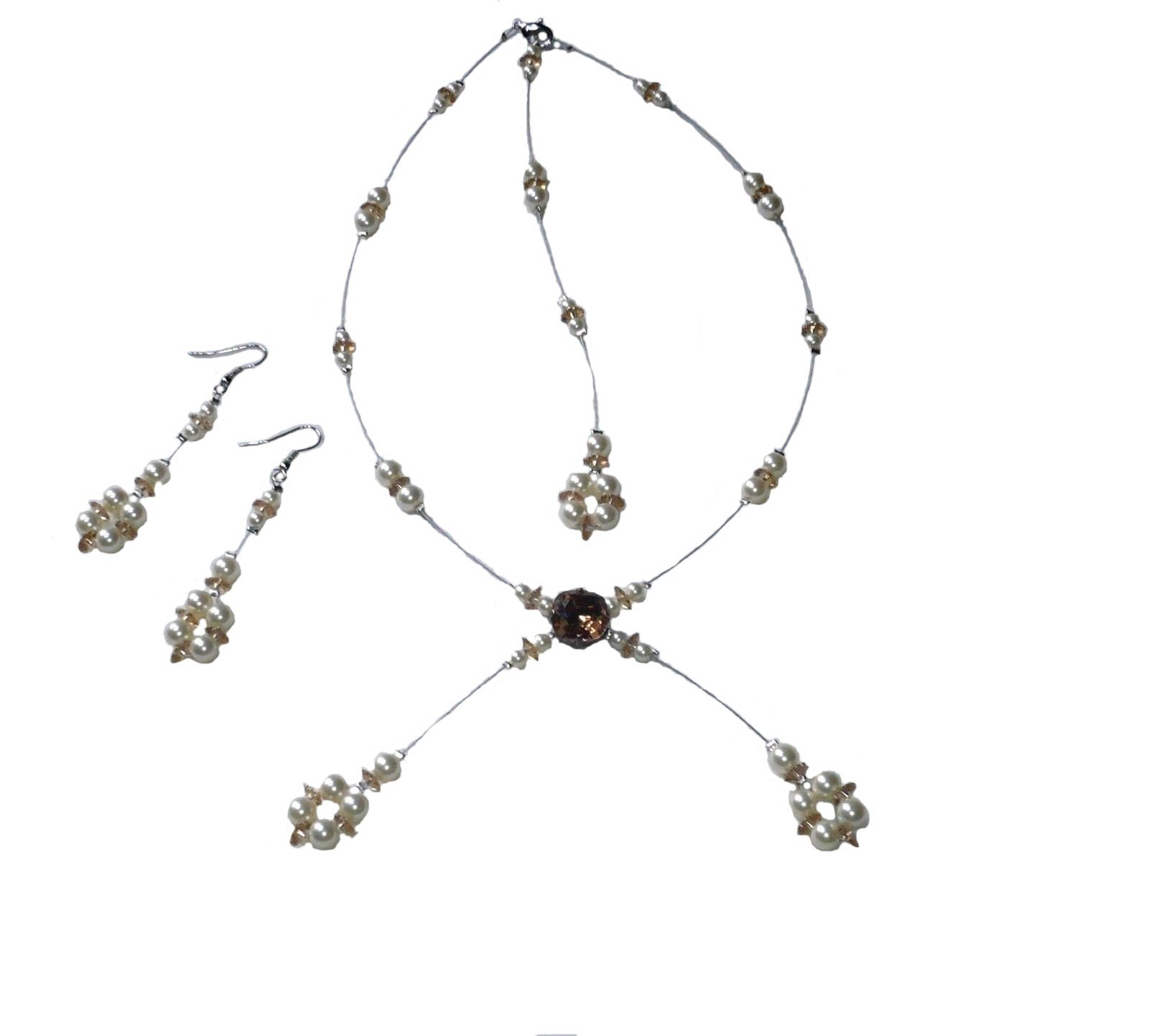 Juego daliotte marfil, joyas boda – con cristales de Swarovski. Creación hecho a mano.