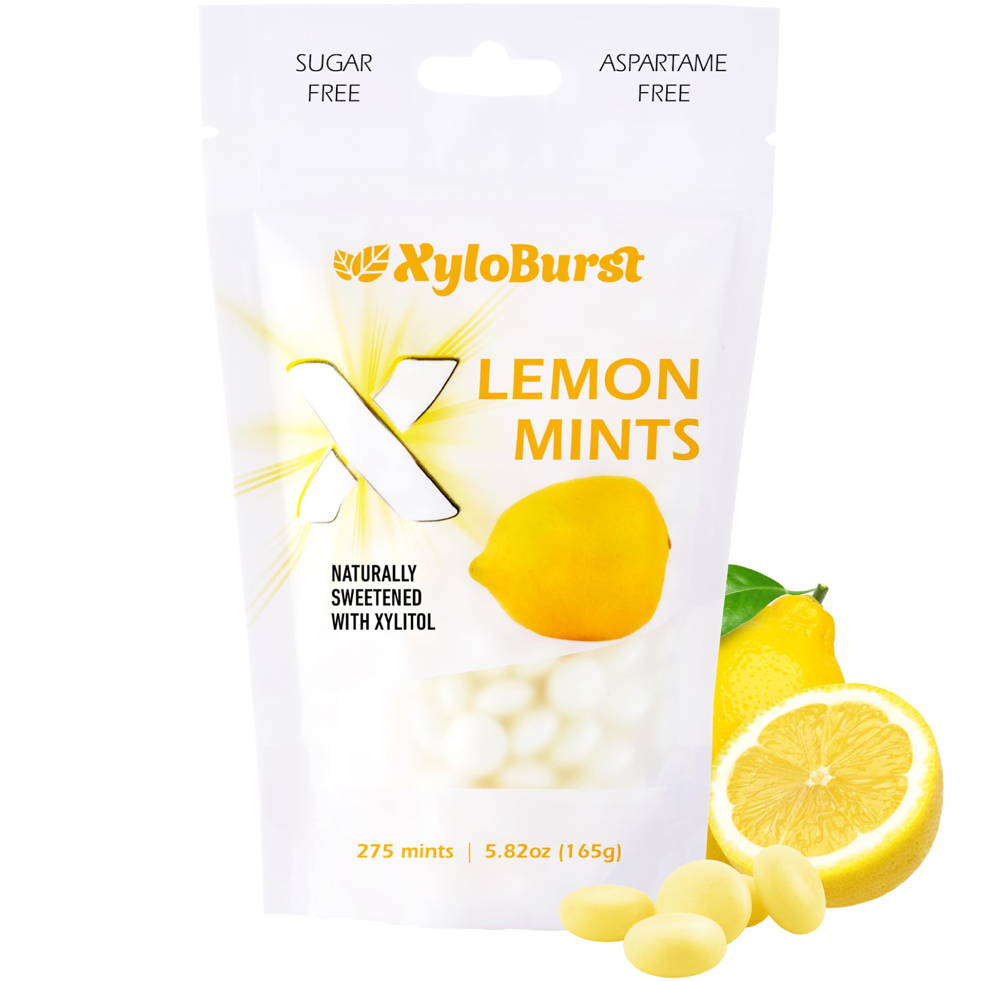 XyloburstXylitol Mints | Sugar Free Breath Freshener for Oral Health | Gluten Free, Vegan, Keto Friendly | Aspartame Free | Lemon | 275 Count