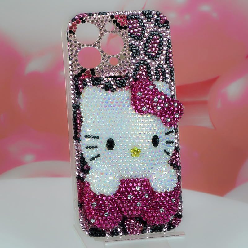 キティちゃん デコ iPhoneケース ラインストーン ピンク キラキラ キティちゃん デコ iPhoneケース ラインストーン ピンク