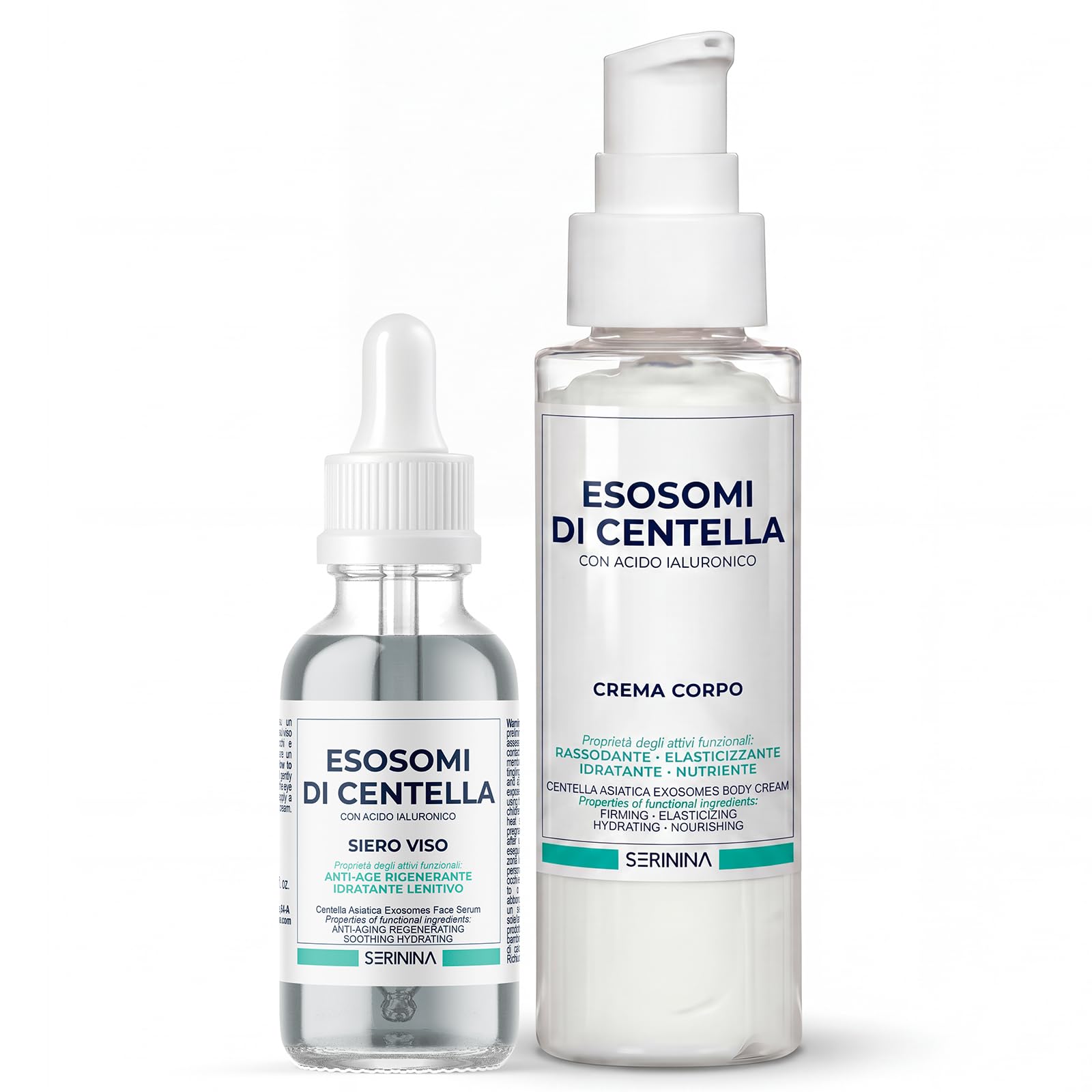 SERININA Set Siero Viso + Crema Corpo Esosomi Centella Asiatica Acido Ialuronico