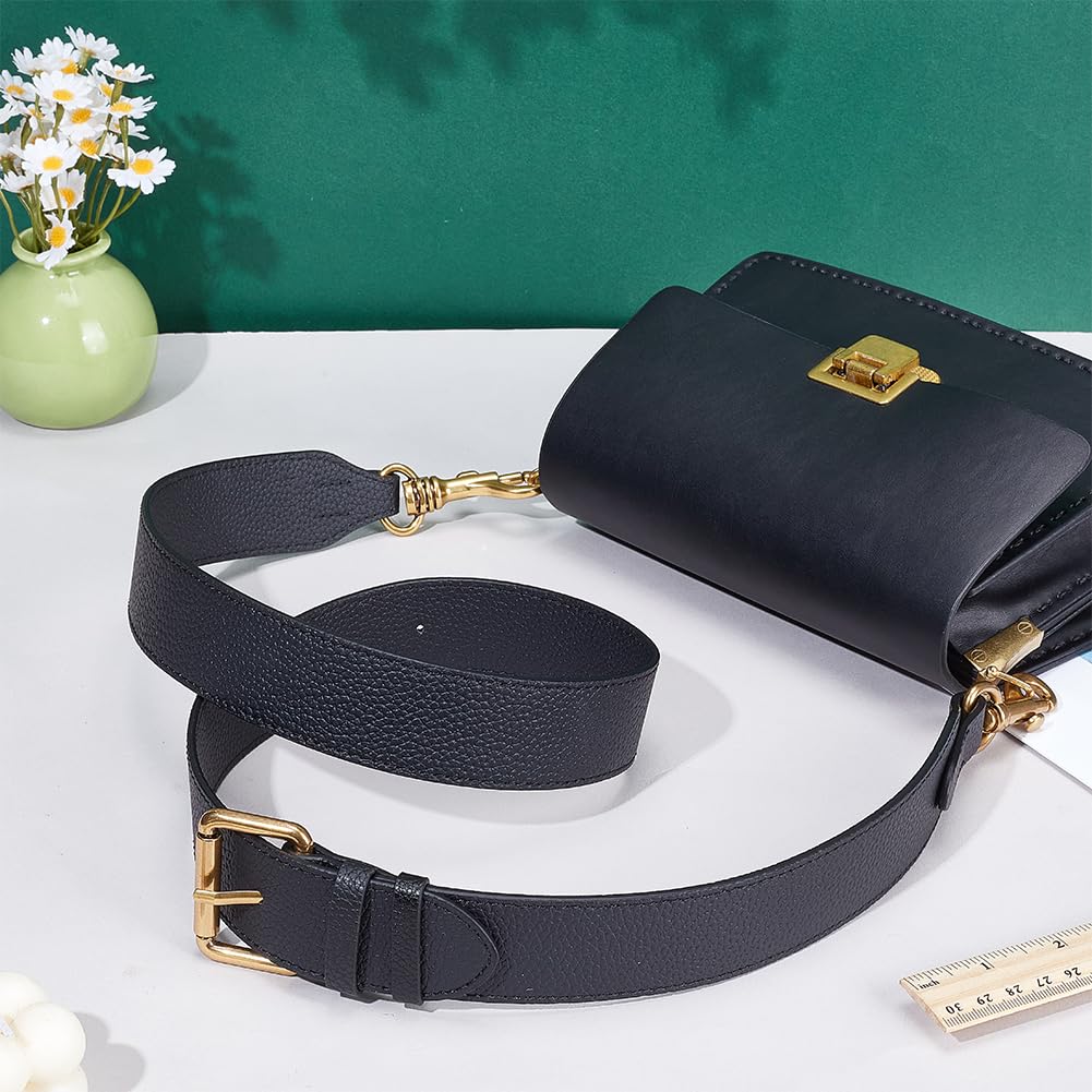 PH PandaHall Tracolla In Pelle di Vacchetta Nera Cinghie per Borsa Manico per Borsa Regolabile Cinghia Larga per Borsa di Ricambio con Fermagli Girevoli per Borsa A Tracolla, 90-118cm
