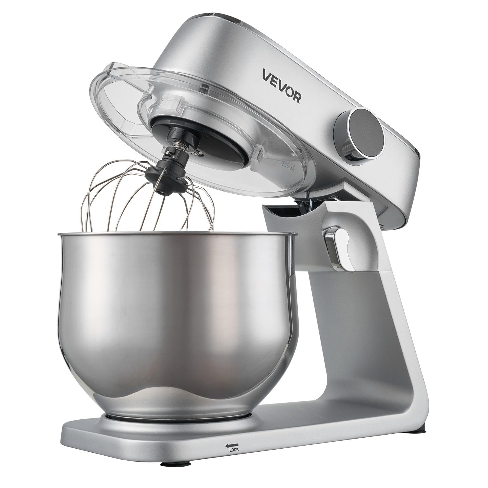 VEVOR Batidora de Pie, 1800 W, Bol de Acero Inoxidable, 7,4 L, Gancho para Amasar, Batidor y Varillas, 10 Velocidades, Inclinación Ajustable, 411 x 253 x 342 mm, a Mezclar Crema, Verduras y Masa
