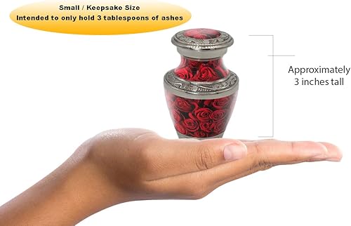Miniatura 4 de Urnas de recuerdo de rosa carmesí para cenizas humanas con caja de regalo de terciopelo para recuerdos de cremación para cenizas