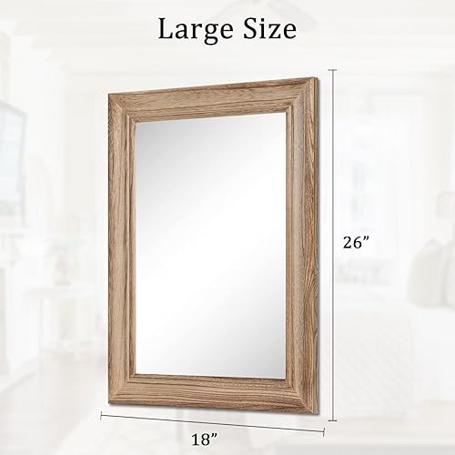 Miniatura 6 de Espejo rústico con marco de madera, espejos rectangulares para decoración de pared, para baño, dormitorio, sala de estar, hogar, entrada, grande,
