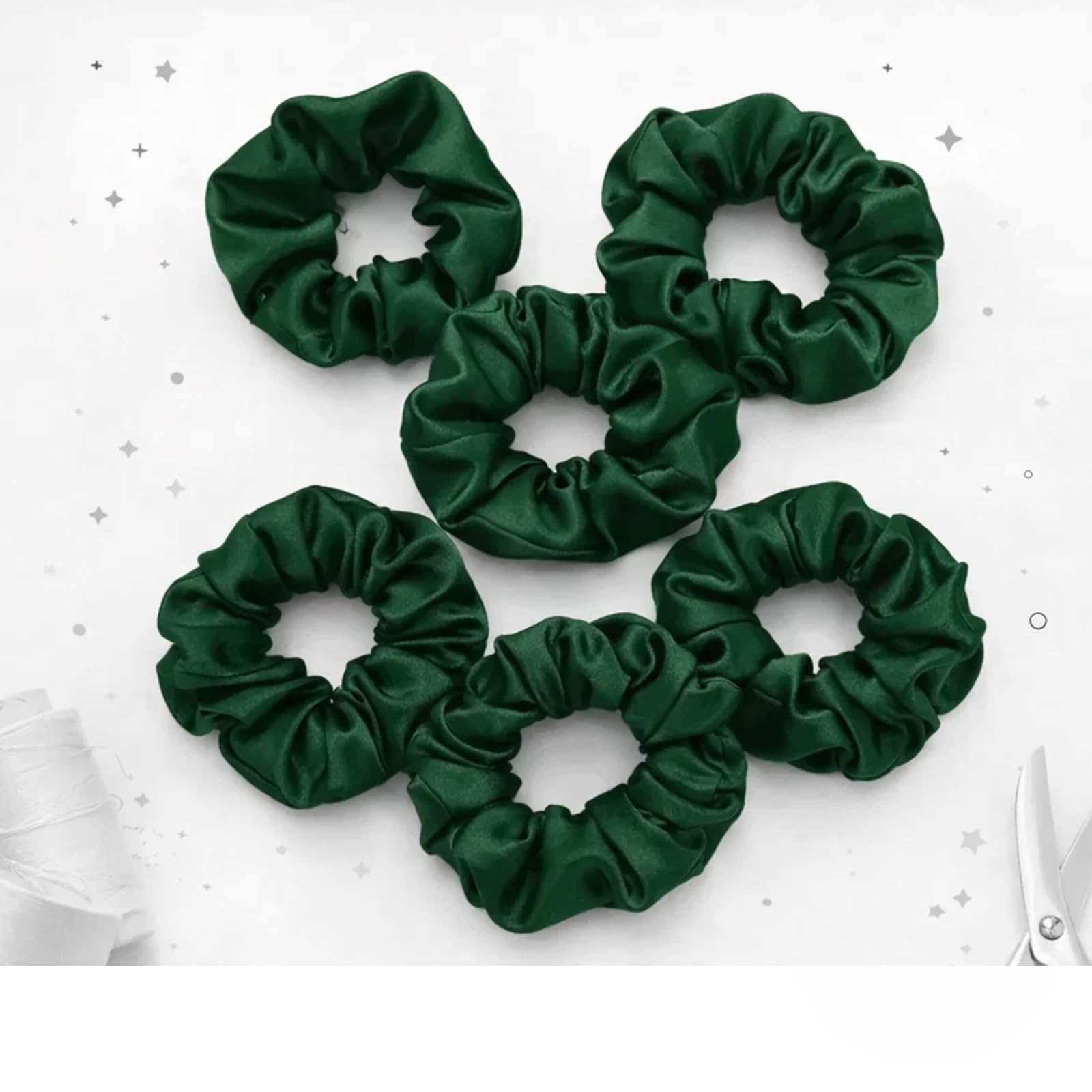 Satin Silk Hair Scrunchies for Women & Girls – Soft Elastic Hair Ties, No Damage, Strong Hold, for All Hair Types (Dark Green)-image-32