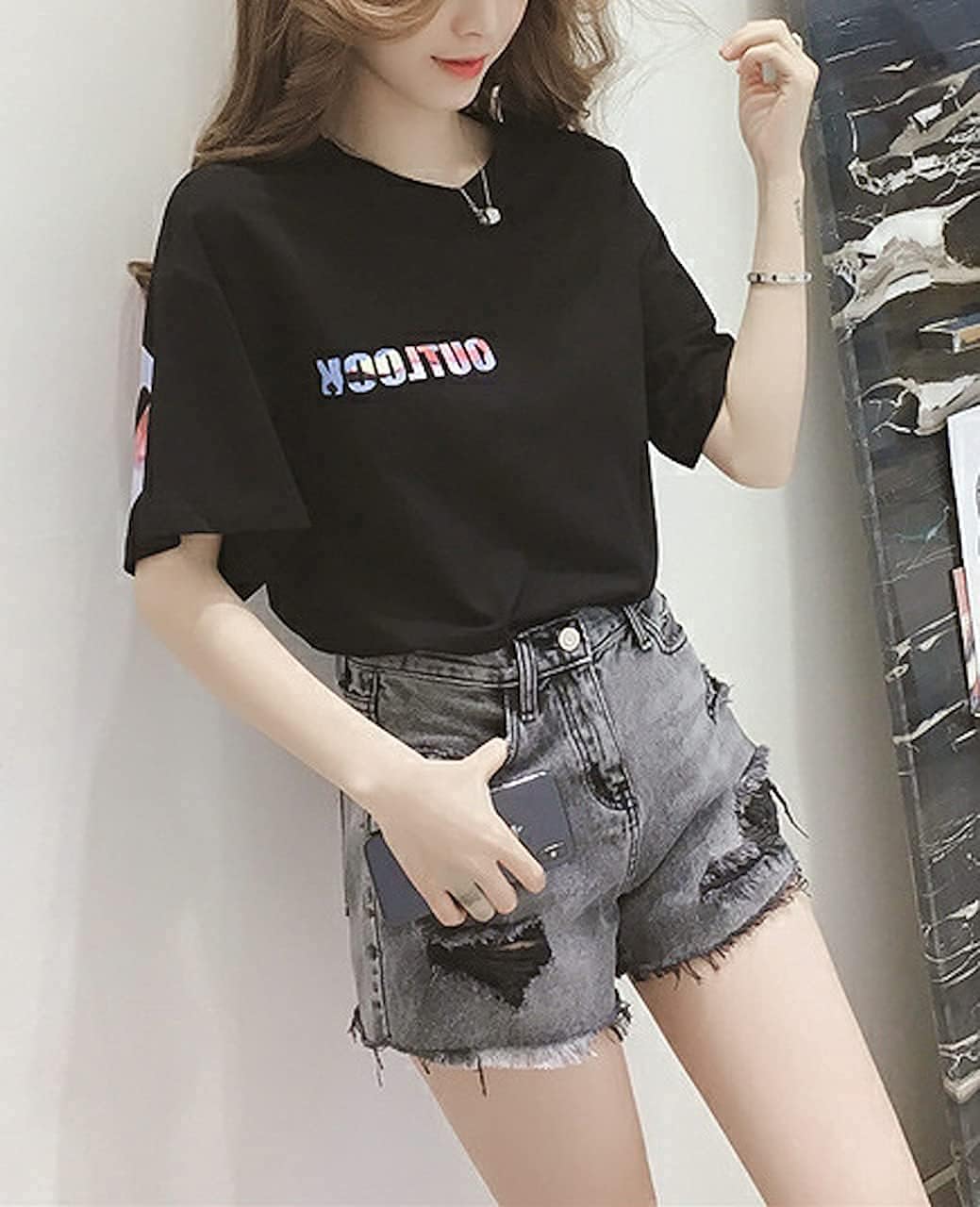 VネックTシャツ バックプリント