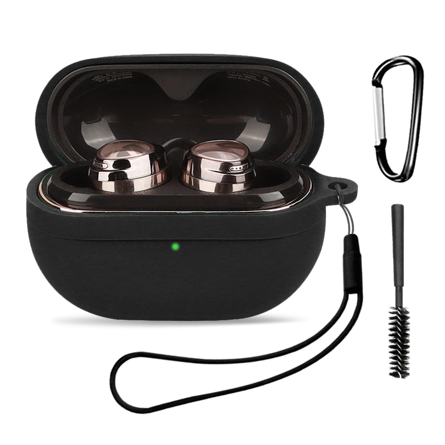 SOUNDPEATS Opera 05 / Opera 03 対応 ケース 保護ケース ヘッドホンケース KONXISA シリコン素材 着用しやすい 耐衝撃性 防水防塵 ウォッシャブル カラビナ付き 持ち運びがしやすい【ブラック】