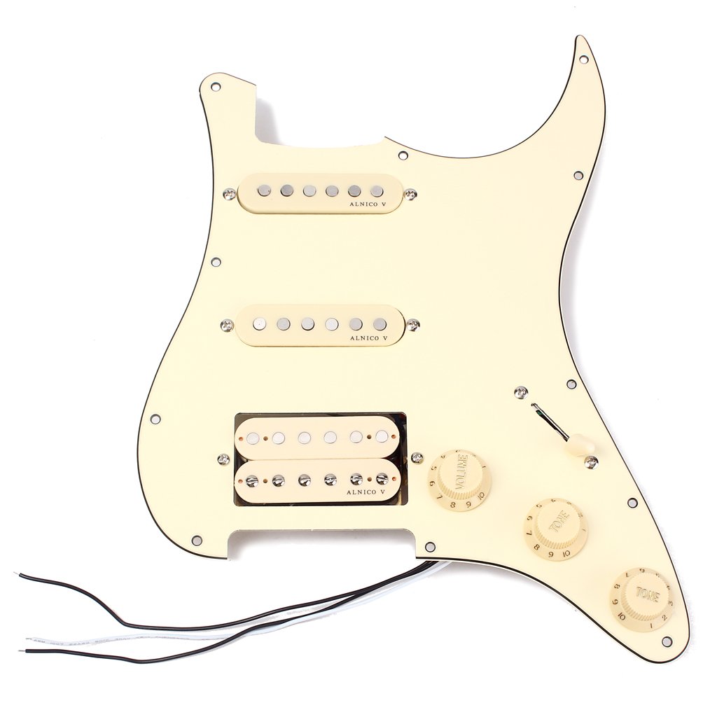 Alnicov Juego de pastillas de 3 capas SSH cargado con cable para guitarra eléctrica Strat ST Crema