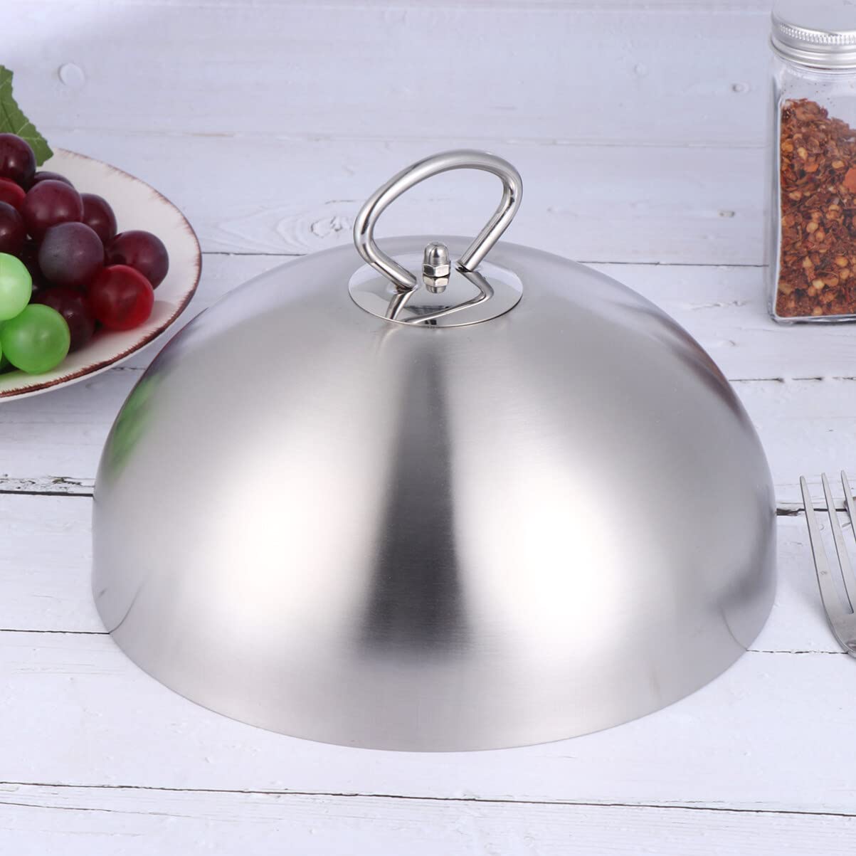 UPKOCH Copertura Anti-Schizzi D'Olio in Acciaio Inossidabile 28 Cm Con Manico Coperchio a Cupola Per Griglia E Piastra Ideale Per Cuocere Bistecche E Verdure Al Vapore