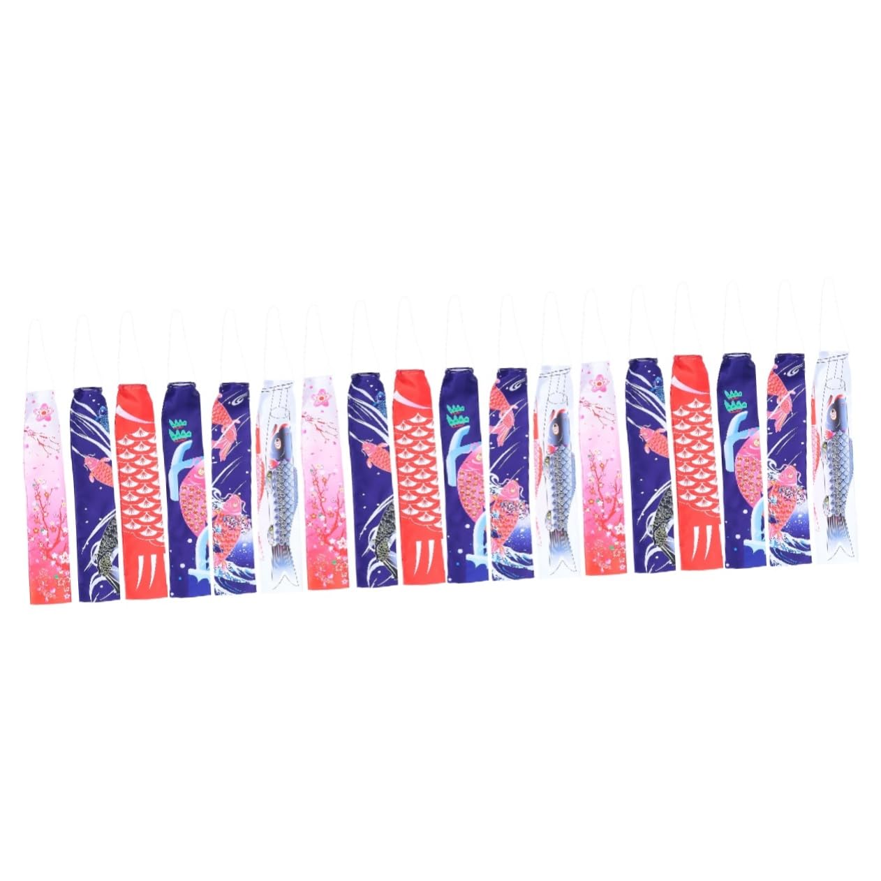 Drapeau de poisson carpe japonais en satin coloré pour décoration extérieure | Lot de 18 pièces
