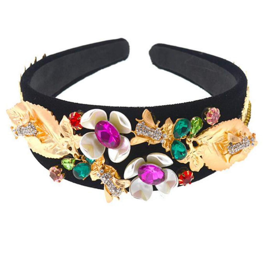 Colygamala Women's Handmade Hair Accessories Retro Baroque Metal Flowers Wide Headbands