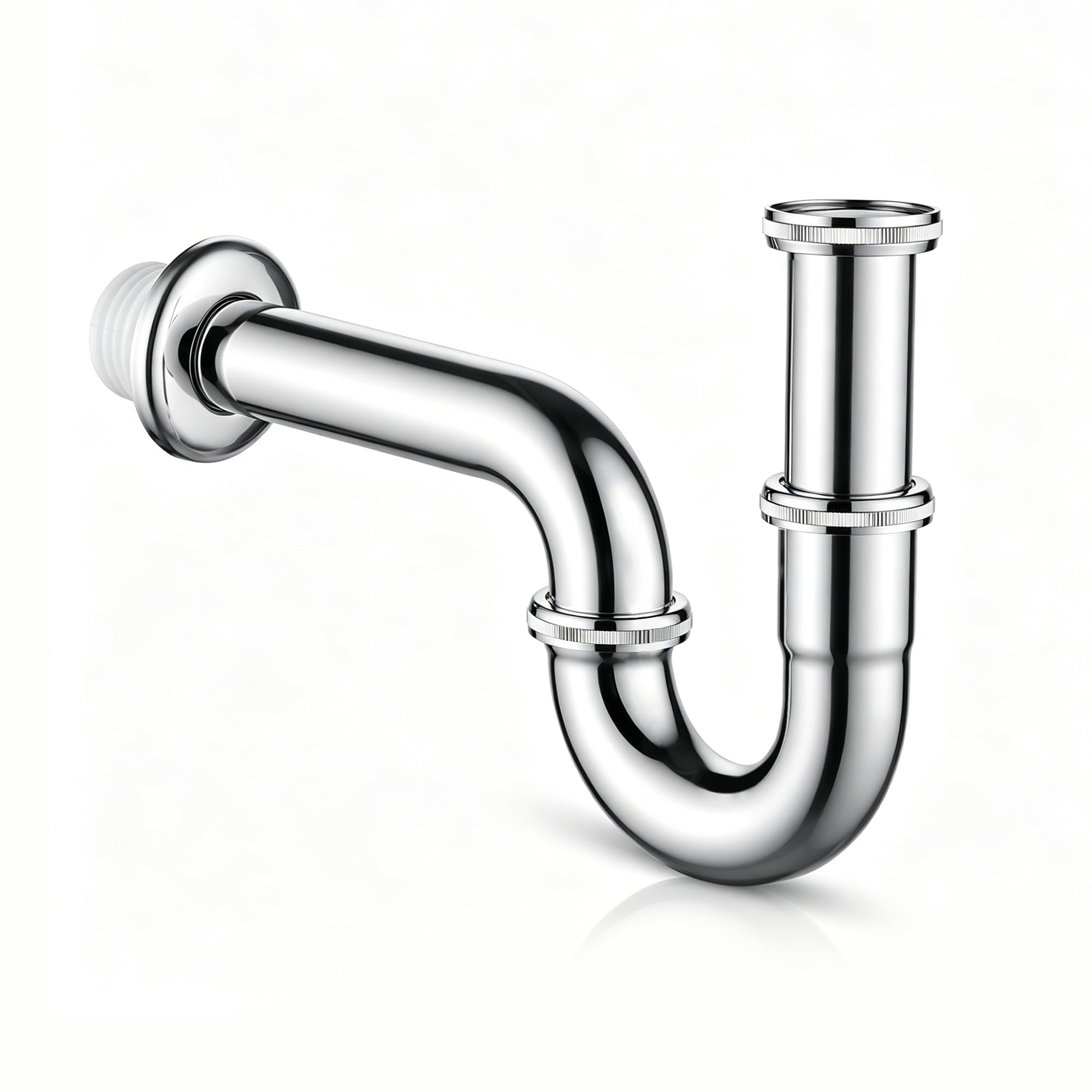 Ibergrif M20506 P Trap 1 1/4", Universal Tubular Siphon, Brass Universal Sink Waste Traps with Extra Long Extension Tube and Wall Pipe for Washbasin