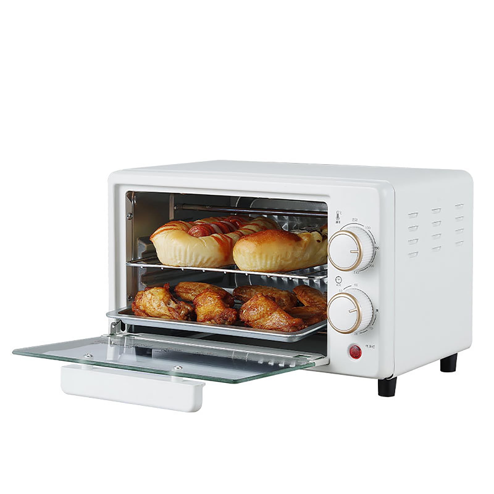 Mini piekarnik elektryczny z piekarnikiem, elektryczny garnek wielofunkcyjny, duża pojemność 12 l, regulacja temperatury 100-230 ℃, ogrzewanie górnej i dolnej rury, timer 60-minutowy