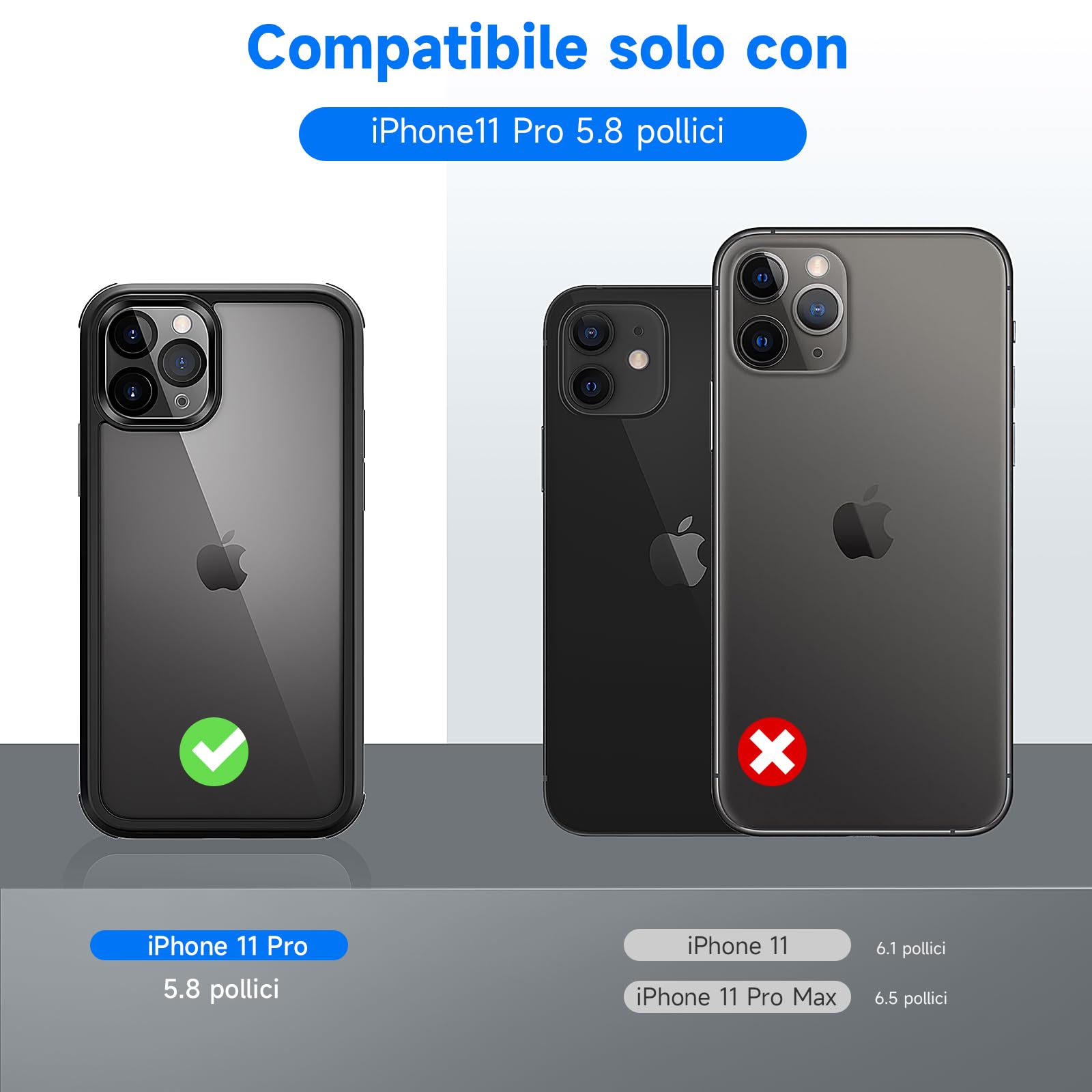 seacosmo Cover per iPhone 11 Pro, [9H HD] con Vetro Temperato Integrato Schermo, Pellicola Fotocamera, 360 Gradi Antiurto Protezione Fronte Retro Rugged Custodia Slim Doppia Faccia Case - Nero