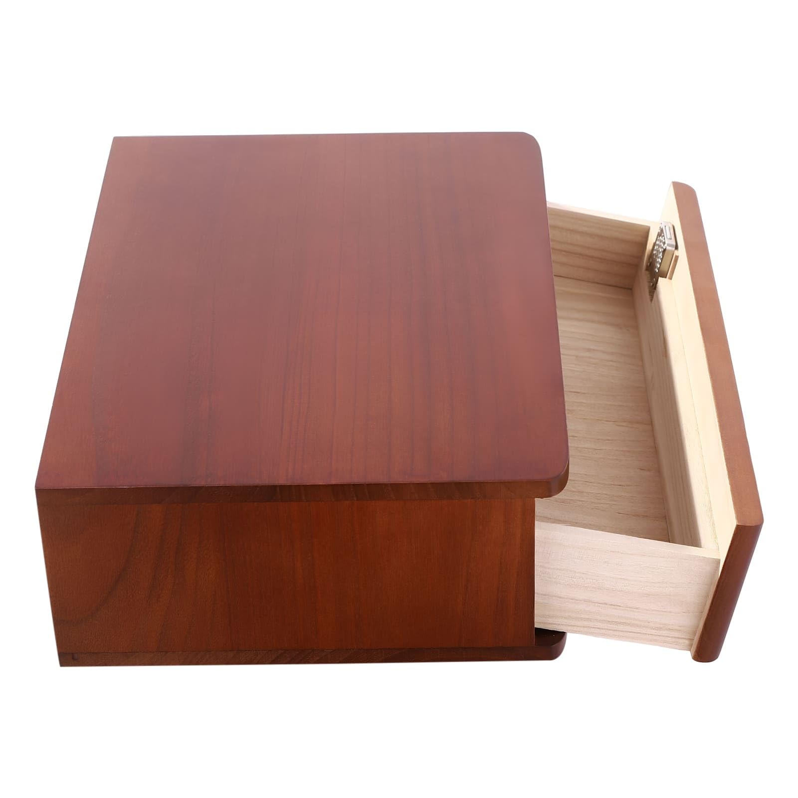 Boîte de Rangement avec Tiroir Verrouillable, Organisateur de Bureau en Bois, L40 x P28 x H12cm (Noyer)
