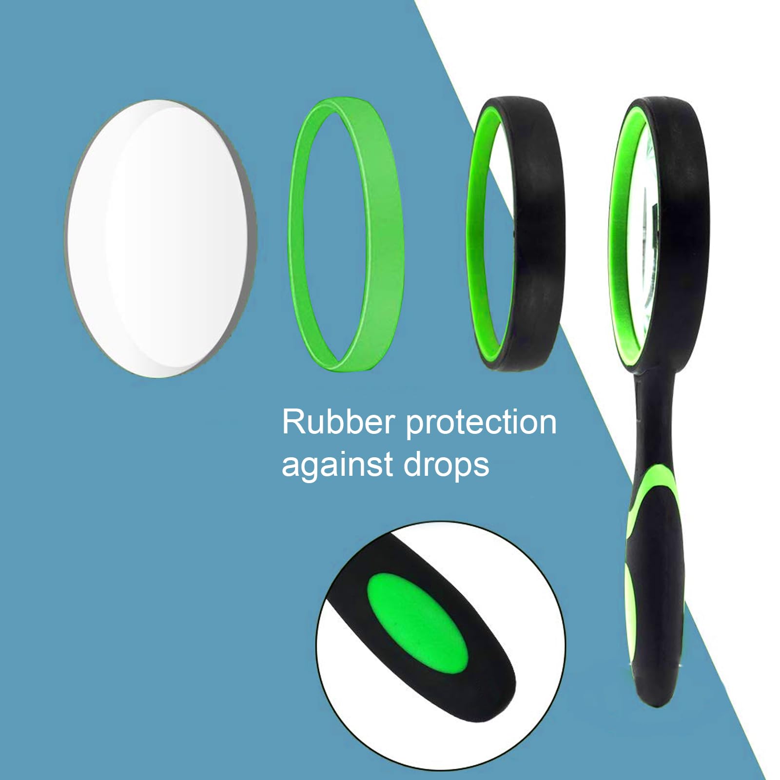 DOETYD Magnifying Glass 10X Green Handheld 75mm Magnifier with Non-Slip Handle Magnifying Len for Seniors Reading or Hobbies - Image 3