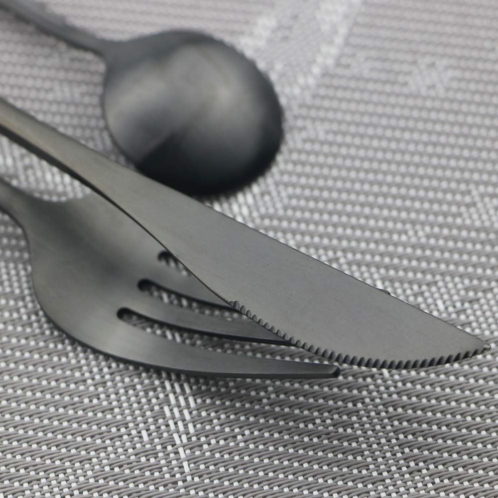 ensemble de couverts, Ensemble de couverts en argenterie, 36 pièces, ensemble acier inoxydable mat, vaisselle, fourchette à dessert, cuillère, d'argenterie, cuisine, argentées(36pcs Red Silver)
