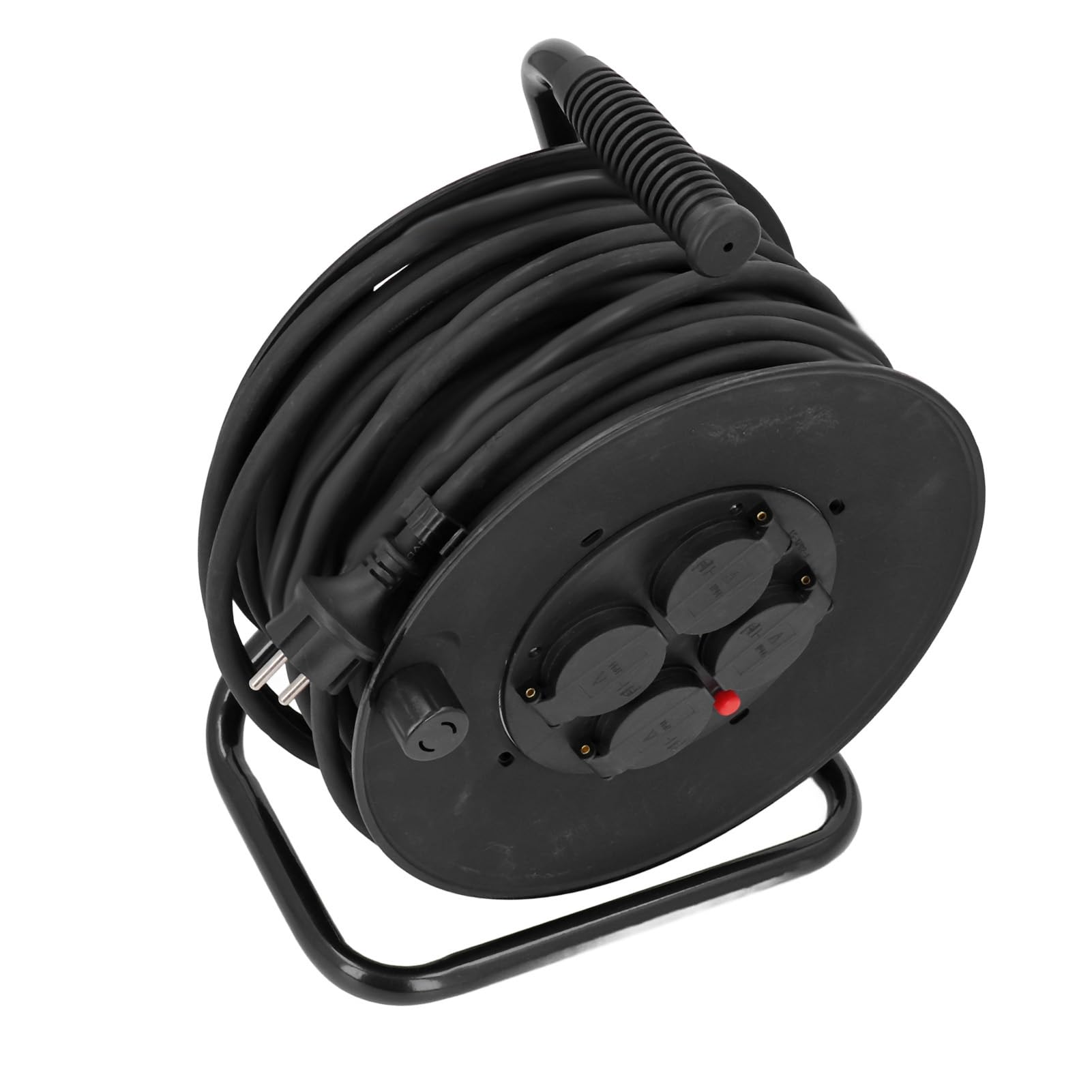FTVOGUE Bęben na Kabel Zewnętrzny Bęben na Przewód Przedłużający ze Stali Nierdzewnej i Powłoki PP 35 M H05RR F mm² 4 Gniazda IP44 Wodoodporny Do Warsztatu Garażowego Do Użytku w Ogrodzie