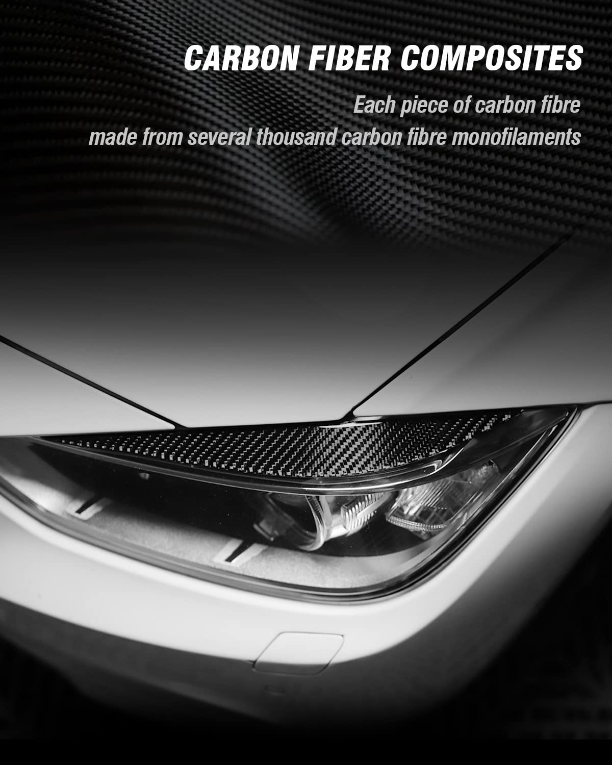 Striscia Decorativa in Vera Fibra di Carbonio per Fari Auto, Copertura per Fari Anteriori per BMW F32 F33 F36 (2012-2019), F80 M3 F82 F83 M4 (2014-2016)