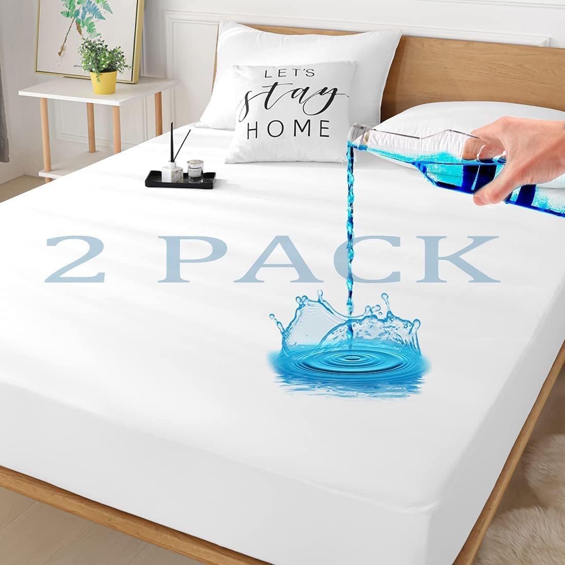 Newspin 2 Pack Twin Size Waterproof Mattress Protector, Premium Breathable Mattress Cover, Stretches Up to 18" Deep Pocket, Noiseless Bed Cover