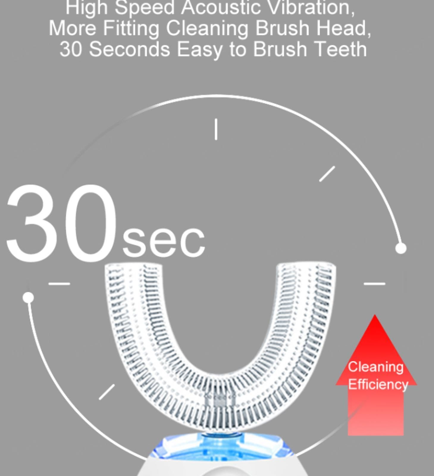 VIDECOR Spazzolino Elettrico Automatico per Bambini a Forma di U a 360 Gradi Portatile per Una Migliore Pulizia delle Macchie dei Denti,B