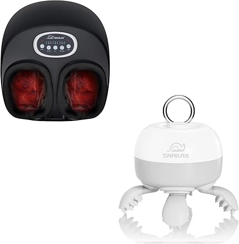 Snailax Masajeador de pies con Heat&Snailax Masajeador de cuero cabelludo inalámbrico para el crecimiento del cabello