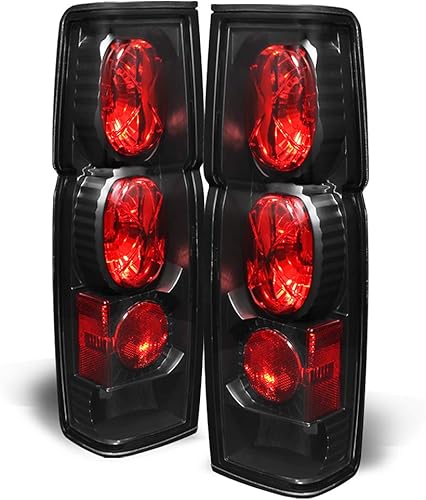 ACANII - Para 1986-1997 Nissan Hardbody Pickup Truck Luces traseras negras Lámparas de freno de repuesto del lado del conductor y del pasajero