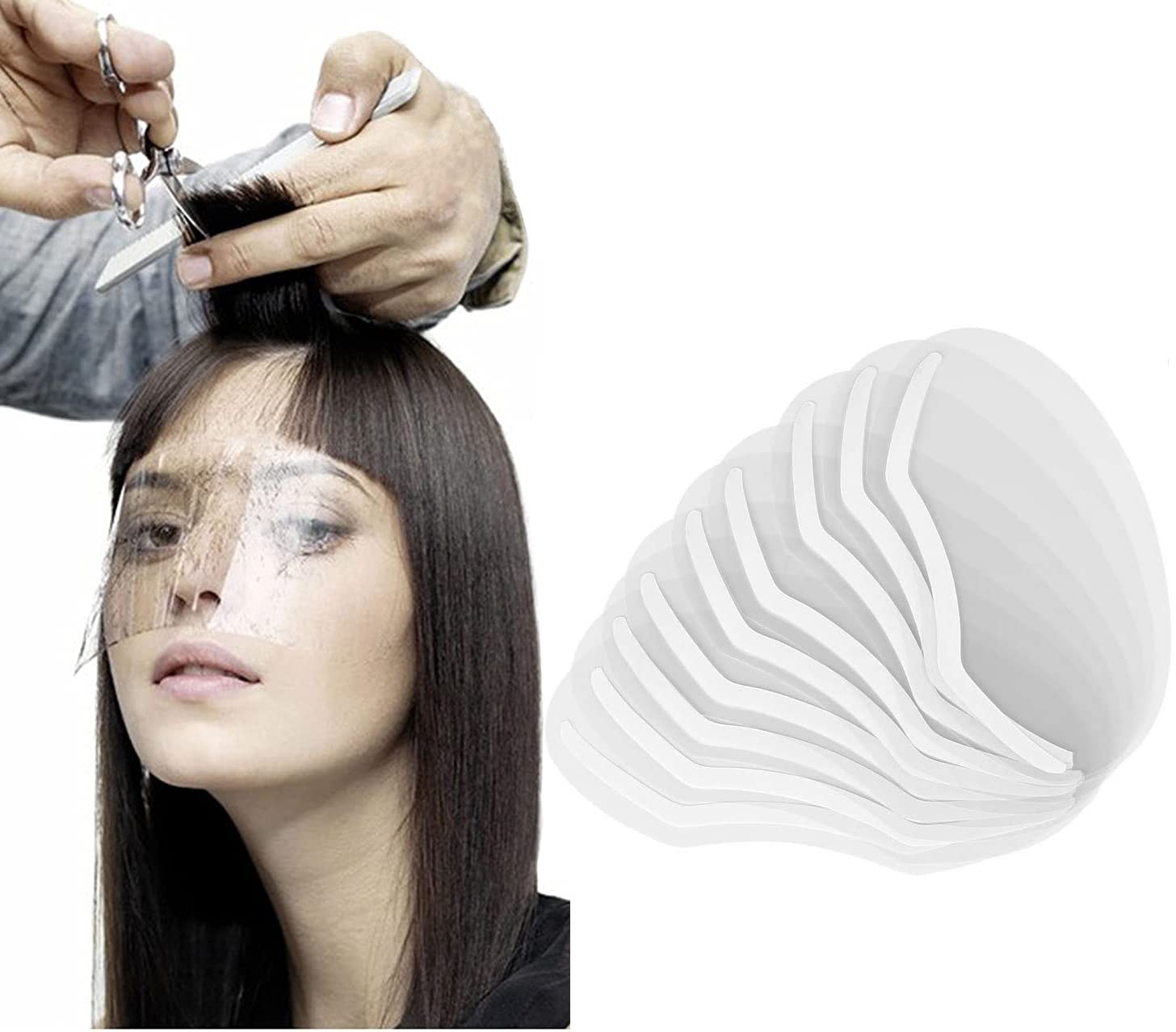 Youngfull 100 Pieces Bangs Cut, Face Protection, Face Guard, Self Cut, Haircut, Supporter, For Beginners, Hairdressers, Bangs Sheet, Hairdressing Supplies, Salon, Hairdressing Tool, clear, Free Size-image-3