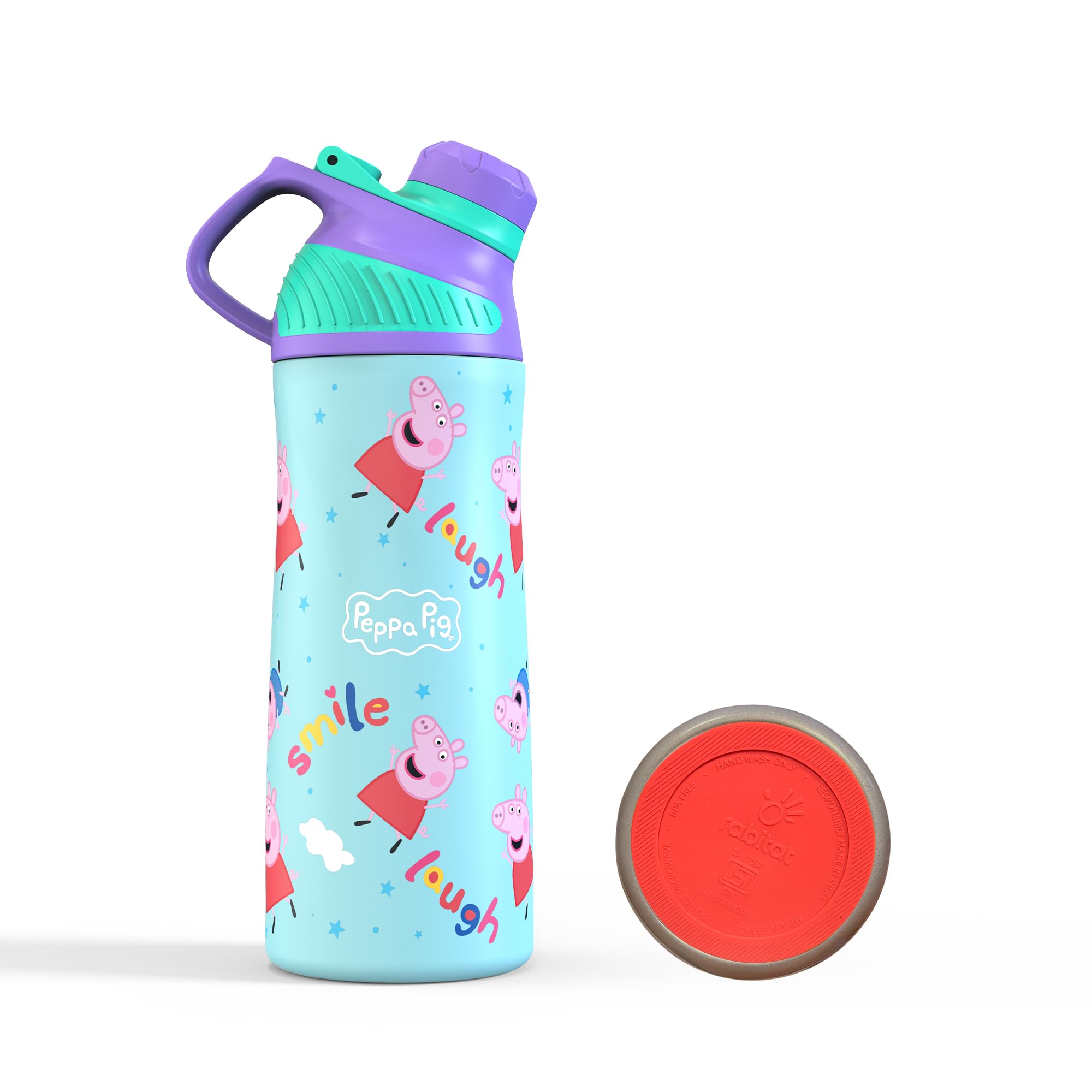 Rabitat Newly Launched Zylo Peppa Peg Edition 550ml, Double WALL Vaccum Insulated Flask | Upto 24 Hrs Hot & Cold | 2 Years Brand Warranty | ISI Certified | Ideal for Gym, Office, School | Giggle