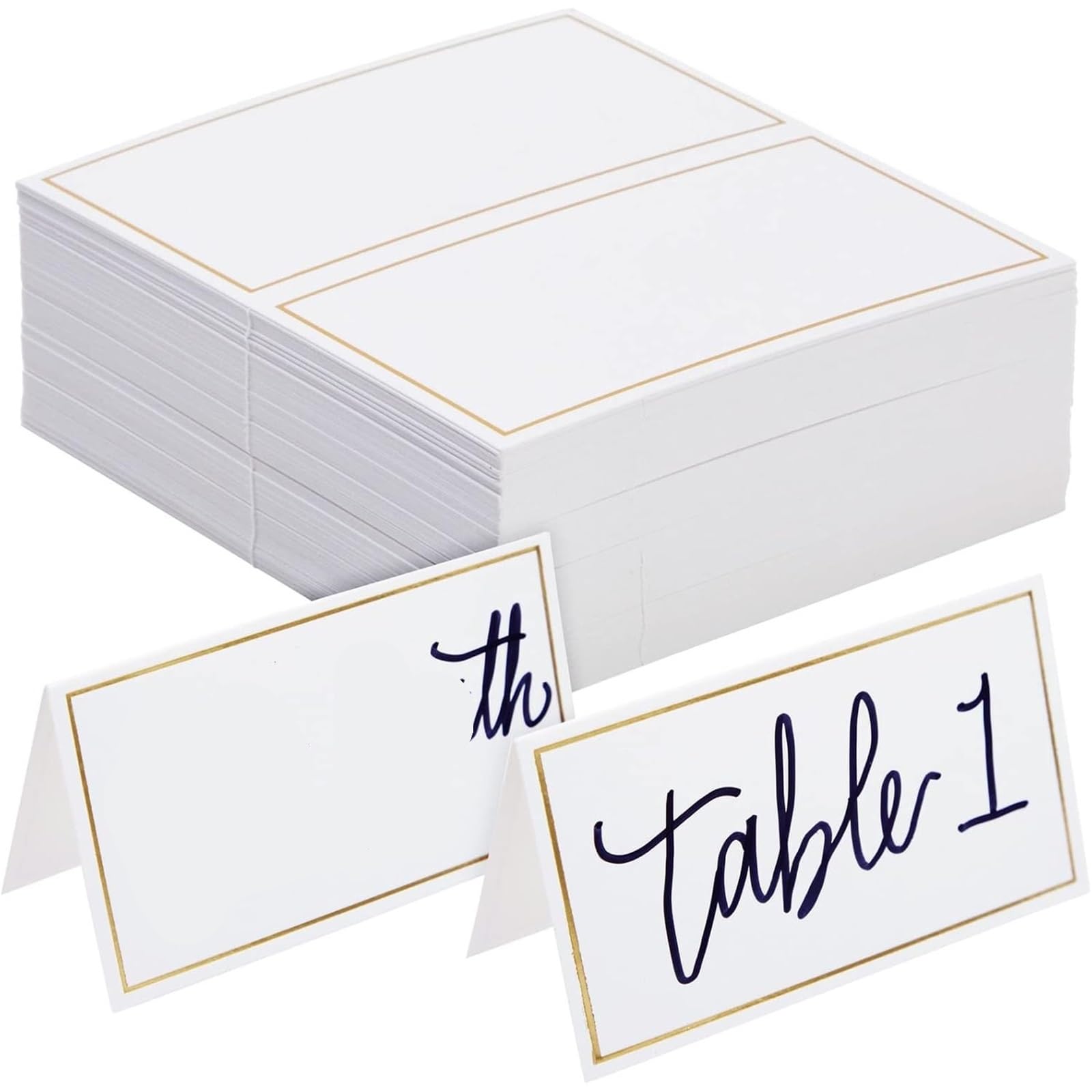 200 Stück Tischkarten aus Papier mit Goldfolienrand for Hochzeiten, Bankette, Veranstaltungen – Tischdekoration Für Hochzeit