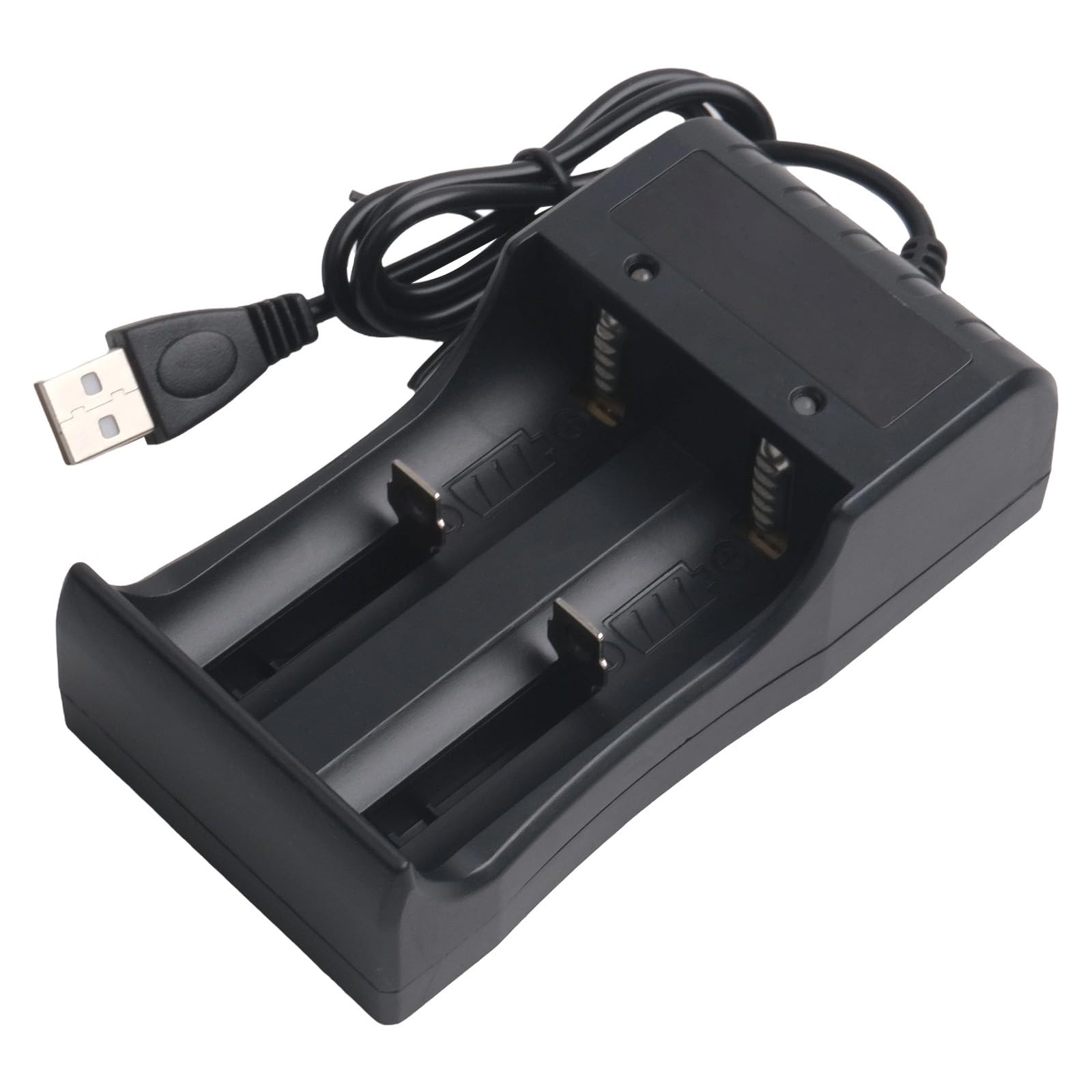 Cargador de batería USB para baterías de litio 14500, 16340, 18350, 26650 y 3.7V - Doble ranura, protección IC, indicadores LED rojo/verde (ranuras duales)