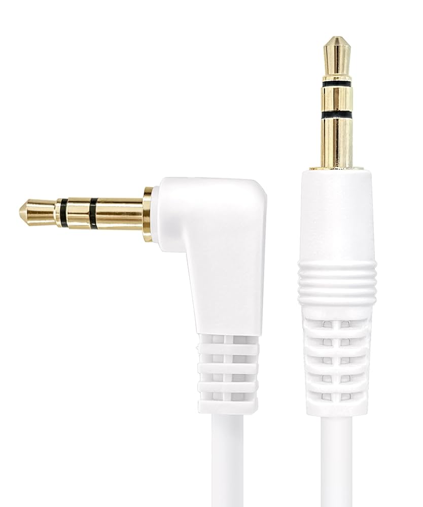 Amazon | 3.5mm ステレオミニプラグケーブル 白 ホワイト 1m(L型