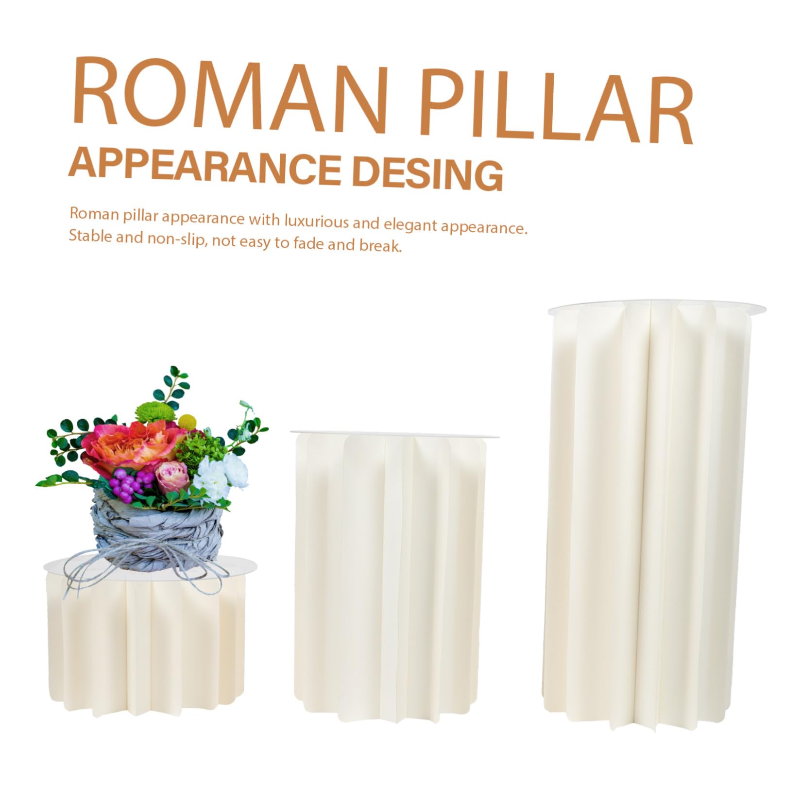 Colonna Non Scivolosa e Resistente in Carta Bianca per Dolci Pieghevole Romana Accessorio Elegante con Copertura in Acrilico per Decorazioni Matrimonio e Feste